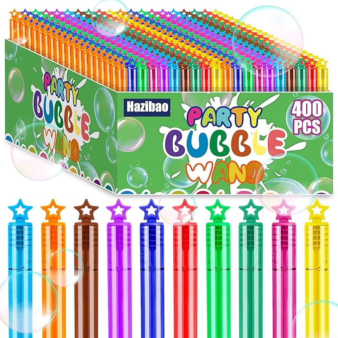 400 Pack 10 Colors Bulk Bubble Wands,Party Favors Bubbles Wand for Kids,Perfect for Summer Outdoor Toys,Goody Bags Stuffer Bubbles,Carnival Prize,Birthday,Wedding,Classroom