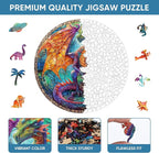Wooden Puzzles for Adults, Dragon Puzzle Color Challenge Jigsaw Puzzles 300 Piece Royal,12x12.6 in Thickened Unique Shapes Family Reunion Puzzle, Best Gift for Adults and Kids, Family Game