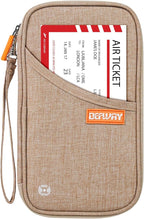 defway Passport Holder Travel Wallet - Family Passport Holder of 4, RFID Blocking Passport Wallet for Men Women, Travel Essentials for Flying (khaki)