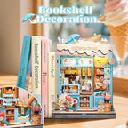 CUTEBEE Book Nook Kit - DIY Miniature House Dollhouse Kit for Adults and Teens, Booknook Tiny House Ice Cream Shop Bookshelf Decor 3D Wooden Puzzle, Gifts for Family, Friends (Bella's Ice Cream)