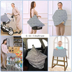 Nursing Carseat Canopy Breastfeeding Cover - Multi-use Stretchy Car Seat Covers for Babies, Baby Shower Gifts (Grey Arrows)