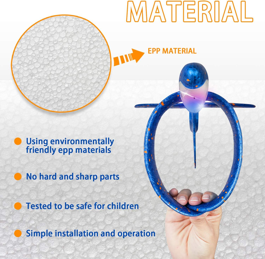 2 Pack LED Light Airplane,17.5" Large Throwing 2 Flight Mode Glider Plane,Flying Toy for Kids,Gifts for 3 4 5 6 7 8 9 Years Old Boy,Outdoor Sport Toys Birthday Party Favors Foam Airplane