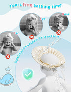 Kids Shower Cap, Baby Hair Washing Shield, Bath Visor for Toddlers, Bathing Head Face Eye Ear Protector, Air Cushioned Shampoo Caps with 20-Size Adjustment for 6Month+ to Adult (Blue)