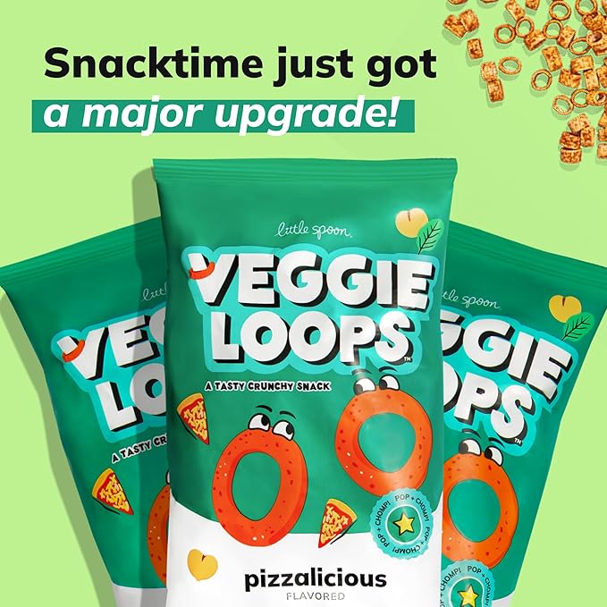 Little Spoon Veggie Loops Duo – Mac N Cheese & Pizzalicious Flavors – Baked, Hidden Veggies, Toddler Snacks (2-Pack)