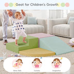 Large Baby Climbing Blocks – 6 Pcs Climbing Toys for Toddlers - Ultra High Density Soft Foam Play Gym Equipment Easy Wash for Indoor Nursery, Classic (Pink, 4-Piece)