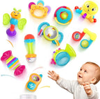 iPlay, iLearn 10pcs Baby Rattles Toys Set, Infant Grab Shake Rattle, Easy Hold Sensory Teether, Babies Development Learning Music Toy, Newborn Shower Birthday Gift 1 2 3 4 5 6 7 9 10 12 Month Boy Girl