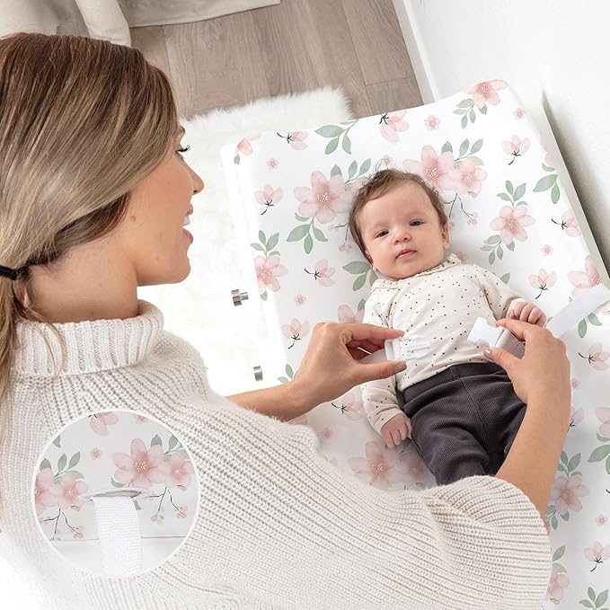 Stretchy Changing Pad Covers BROLEX Changing Table Cover for Baby Boys Girls,2 Pack Jersey Knit,Pink Blossom