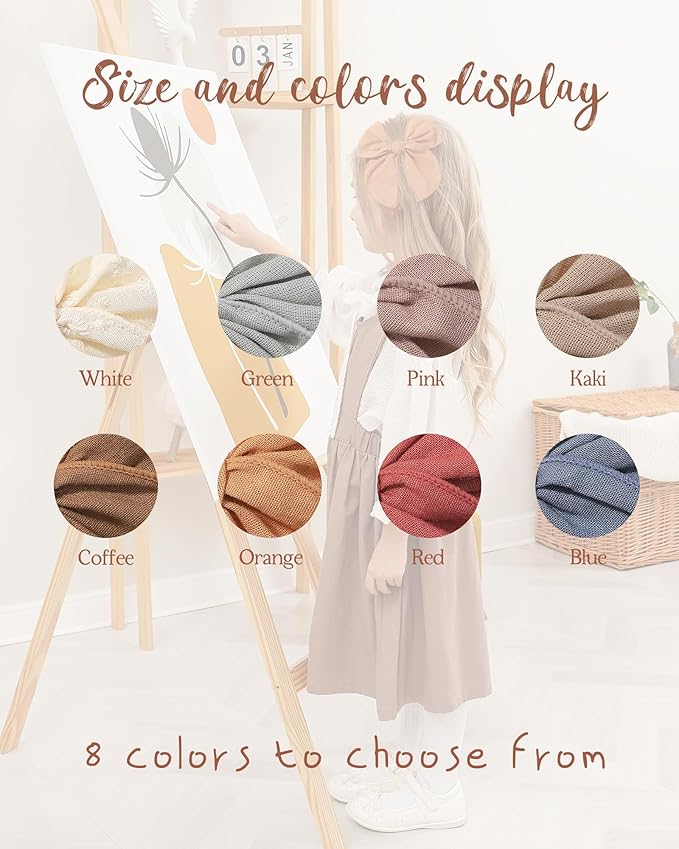 Doboi 8PCS Baby Girls Hair Clips Fable Hair Bows Cotton Linen Bows for Girls Hair Accessories for Baby Toddlers Kids （Includes Beige Cutout Hair Clip）