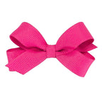 Wee Ones Girls' Plain Wrap Classic Grosgrain Hair Bows on a WeeStay No-Slip Hair Clip, Handmade, Tiny, Shocking Pink