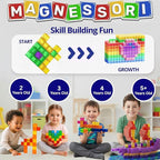 48PCS Magnetic Building Blocks – Montessori Inspired STEM Building Cubes for Kids – Educational Toys for Toddlers & Preschoolers Colorful Safe & Durable Magnet Cubes for Creative Learning