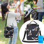 Breastmilk Cooler Bag with Ice Pack Fits 4 Baby Bottles Up to 9 Ounce Insulated Baby Bottle Bag Breast Milk Cooler on The Go with Strap Baby Bottle Cooler Bag for Nursing Mom Daycare or Travel