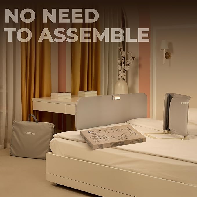 Toddler Bed Rail with Night Light - Foldable Bed Side Rails - Fits for Most Beds: Bed Rails for Full Size Bed, Queen Size Rails, Twin Rails - Portable Fence for Baby - 48 inch