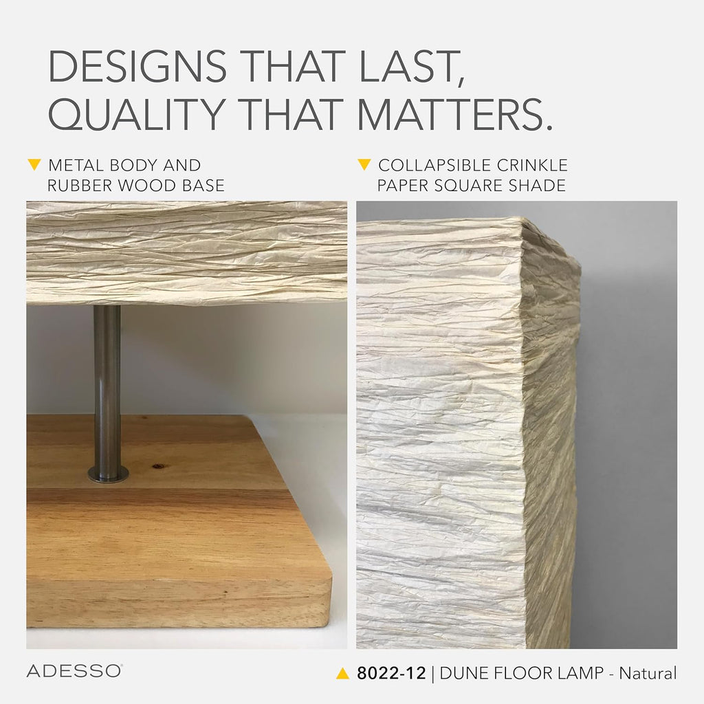 Adesso Three Light Floor Lamp – Natural Wood Base & Adjustable Brightness – Perfect Lighting for Bedroom, Living Room and Corner Decor, Beige