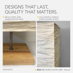 Adesso Three Light Floor Lamp – Natural Wood Base & Adjustable Brightness – Perfect Lighting for Bedroom, Living Room and Corner Decor, Beige