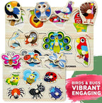 QUOKKA Wooden Puzzles for Toddlers 1-3 - 6XSET Toddler Puzzles Ages 2-4 with Rack - Learning Alphabet - Numbers - Animals Toy Puzzles for Toddlers 3-5 - Wood Games Gift for Boys and Girls