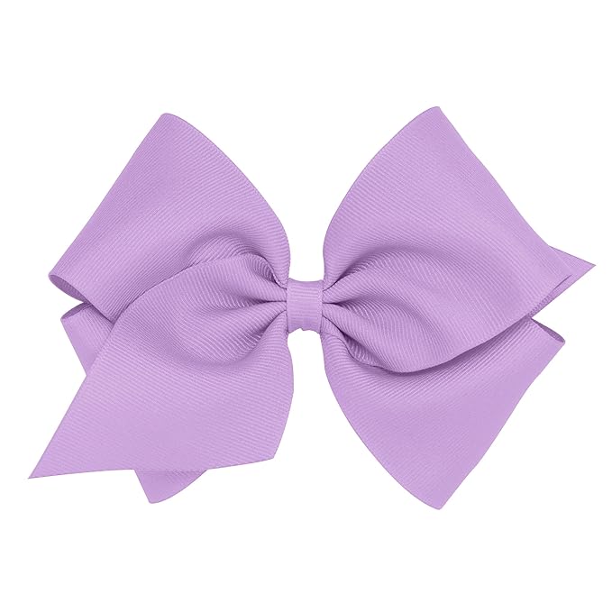 Wee Ones Girls' Plain Wrap Classic Grosgrain Hair Bows on a WeeStay No-Slip Hair Clip, Handmade, Mini King, Light Orchid