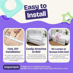 ComfyBumpy 2-Pack Bed Rail for Toddlers 55.5" L x 19.5" H | Toddler Bed Rails for Twin, Full, Queen & King Mattress Size | Swing Down Rail Guard | Mattress Side Rail for Kids | White