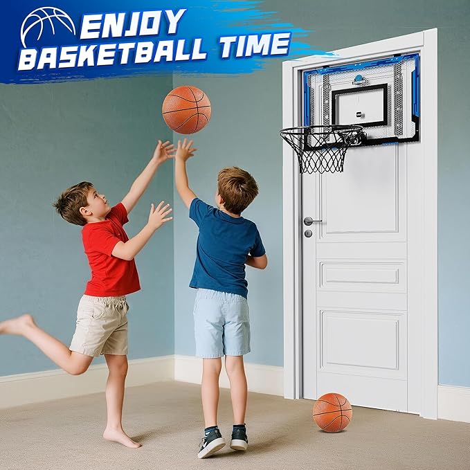 Kids Indoor Basketball Hoop with Scoreboard & Timer,Toddler Adjustable Height Basketball Goal Toy for Outdoor Backyard,Sports Game Play