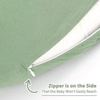 Hooyax Muslin Nursing Pillow Cover, Soft Breathable Feeding Slipcover for Breastfeeding Moms, Stretchy Removable Infant Pillow Cover for Boy and Girls (Green)