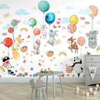 Hot Air Balloon Wall Decals by Lipastick - Peel and Stick Animal Stickers Raccoon, Fox, Koala, Panda for Kids Room, Nursery, Playroom, Bedroom - Removable Wall Decor for Boys, Girls, Babies - XXL Size