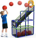 EagleStone Arcade Basketball Hoop Game Indoor, Ajustable Height Indoor Basketball Hoop with 4 Balls Storage Design for Kids,Perfect Sports Outdoor Play Toys for Kids Age 3 to 12 Years