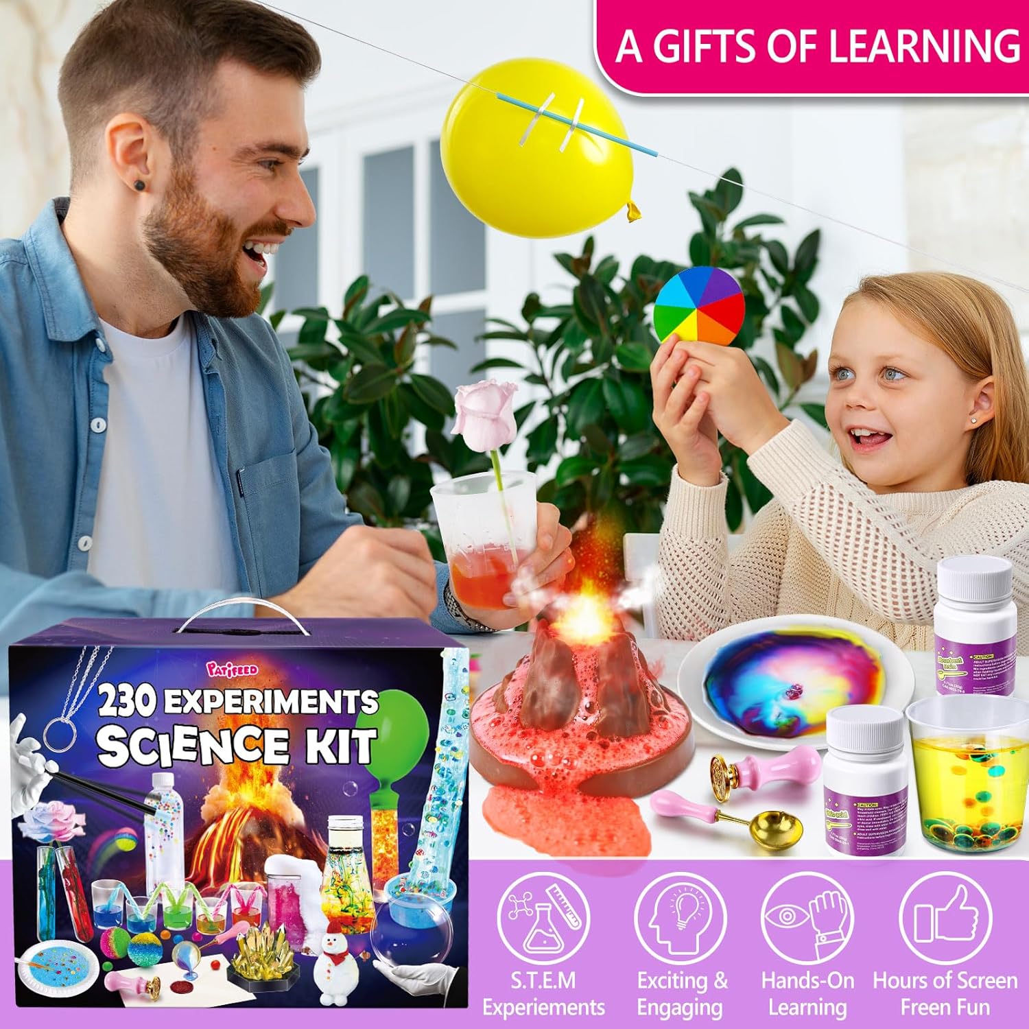 230 Experiments Science Kits for Kids Age 4 5 6 7 8 9 10 11 12 - S.T.E.M Toys with Magic Chemistry Set Crystal Growing Physics Slime Educational Gifts Idea for Boys Girls