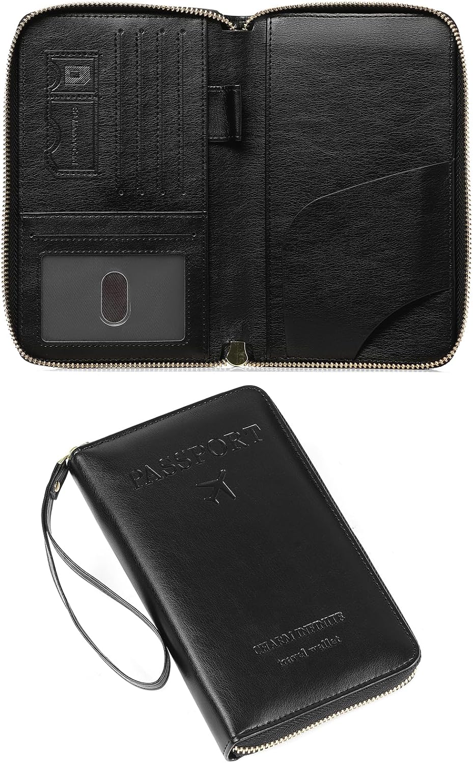 Leather RFID Blocking Passport Holder Travel Wallet, Passport Cover/Travel Wallet for Women/Men with