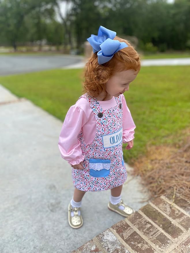 Wee Ones Girls' Plain Wrap Classic Grosgrain Hair Bows on a WeeStay No-Slip Hair Clip, Handmade, Medium, Blue Bird