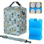 Breastmilk Cooler Bag with Ice Pack Fits 4 Baby Bottles Up to 9 Ounce Insulated Baby Bottle Bag Breast Milk Cooler on The Go with Strap Baby Bottle Cooler Bag for Nursing Mom Daycare or Travel