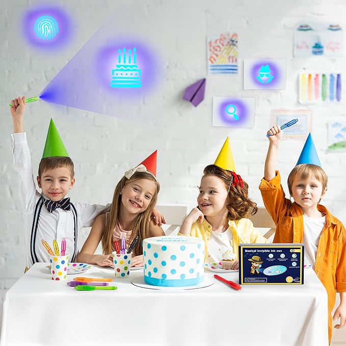 Invisible Ink Pen 24Pcs+ Notebooks, Spy Pens with UV Light, Magic Marker, Classroom Prize, Birthday Party Favors for Kids 8-12, Kids Stocking Stuffers