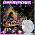 Bubble Machine, Automatic Bubble Maker Rechargeable, 15000+ Big Bubbles per Min, Colorful LED Lights, 90° 360° Rotatable Portable Electric Bubbles Toy for Kids Toddlers, Outdoor Wedding Party Gifts