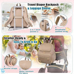 Weitars Diaper Bag Backpack Large Baby Diaper Bag with Changing Pad Travel Diaper Backpack,Baby Bag for Boys Girls,Stroller Straps,5 Insulated Pockets (Khaki)