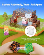 VEVOR Magnetic Blocks, 150 PCS Forest Castle Set, Magnetic Building Cubes for Kids, STEM Montessori Sensory Toys for Christmas Birthday Gift, Construction Stacking Toy for 3+ Years Old Boys & Girls