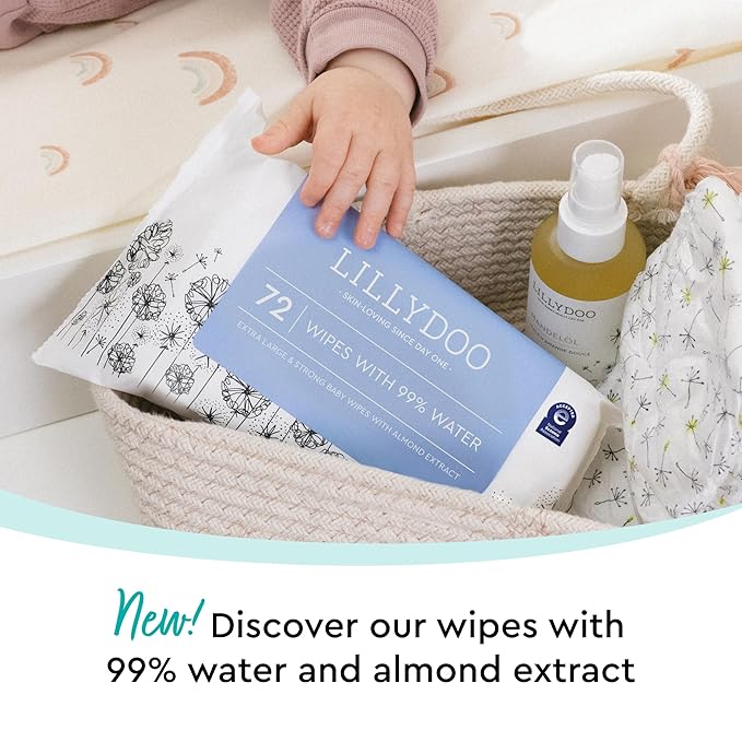 Hypoallergenic & strong Baby Wipes with 99% Water, Unscented & Plastic-Free, 12 resealable Packs (864 Wipes Total)