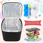 Accmor Breastmilk Cooler Bag with Ice Pack, Baby Bottle Cooler Bags, Insulated Bottle Cooler Tote Bags On The Go, Fits 4 Large 8oz Bottles, for Nursing Mom Daycare Travel, Black