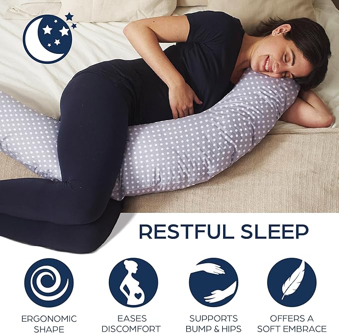 Niimo XXL Pregnancy Pillow & Baby Feeding Pillow - 2022 Double Platinum Winning Maternity Pillow, 100% Cotton Pregnancy Pillow Cover, Machine-Washable, Pregnancy Must Haves