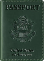 BIAOTIE Premium Leather Passport Holder Covers, Rfid Travel Wallet Passport Document Holder, Travel Essentials Wallet Cover Case for Men and Women (Green)