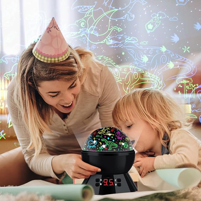 MOKOQI Dinosaur Night Light Projector for Kids Toys for Boys Room, 360 Degree Rotation with 17 Colors Dino Projection Light for Toddler Nightlight Lamp Birthday Gifts for Boys Bedroom Decor