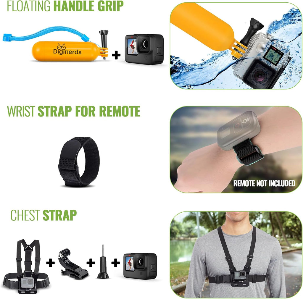 GoPro Hero (Go Pro Hero) Black Compact - Waterproof Action Camera with 4K Ultra HD Video, 12MP Photos + 50-in-1 Accessory Kit + 2 X 64GB Card + More