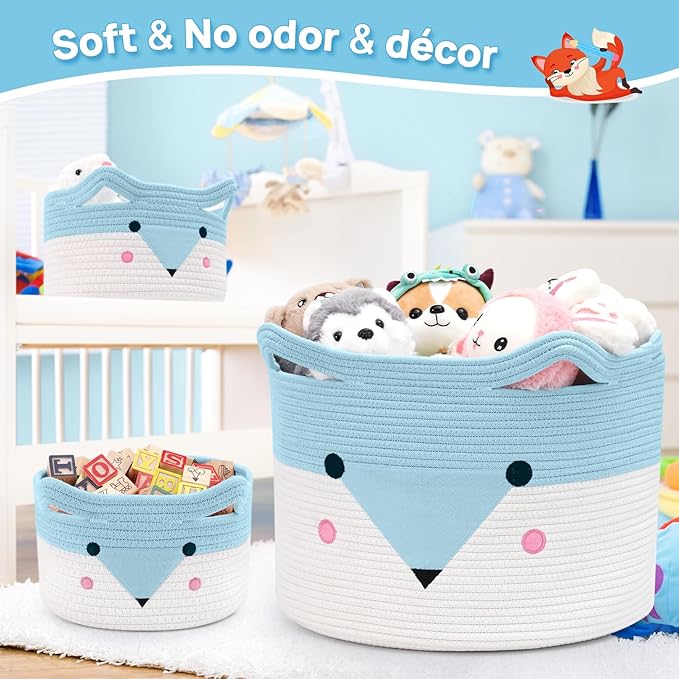 Large Baby Basket Toy Storage 3 Pack, (20"x13.8") Woven Baby Laundry Basket Blanket Basket, Stuffed Animal Storage, Baby Gift Basket Empty, Toy Basket for Kids, Dog, Cat.