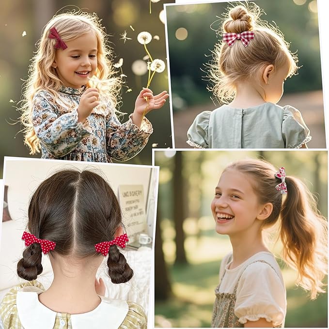 20pcs small red & pink hair bows for girls.Cute baby hair bows,Non-slip alligator hair clips.Toddlers bow clips,Handmade hair accessories for little girls gift set.