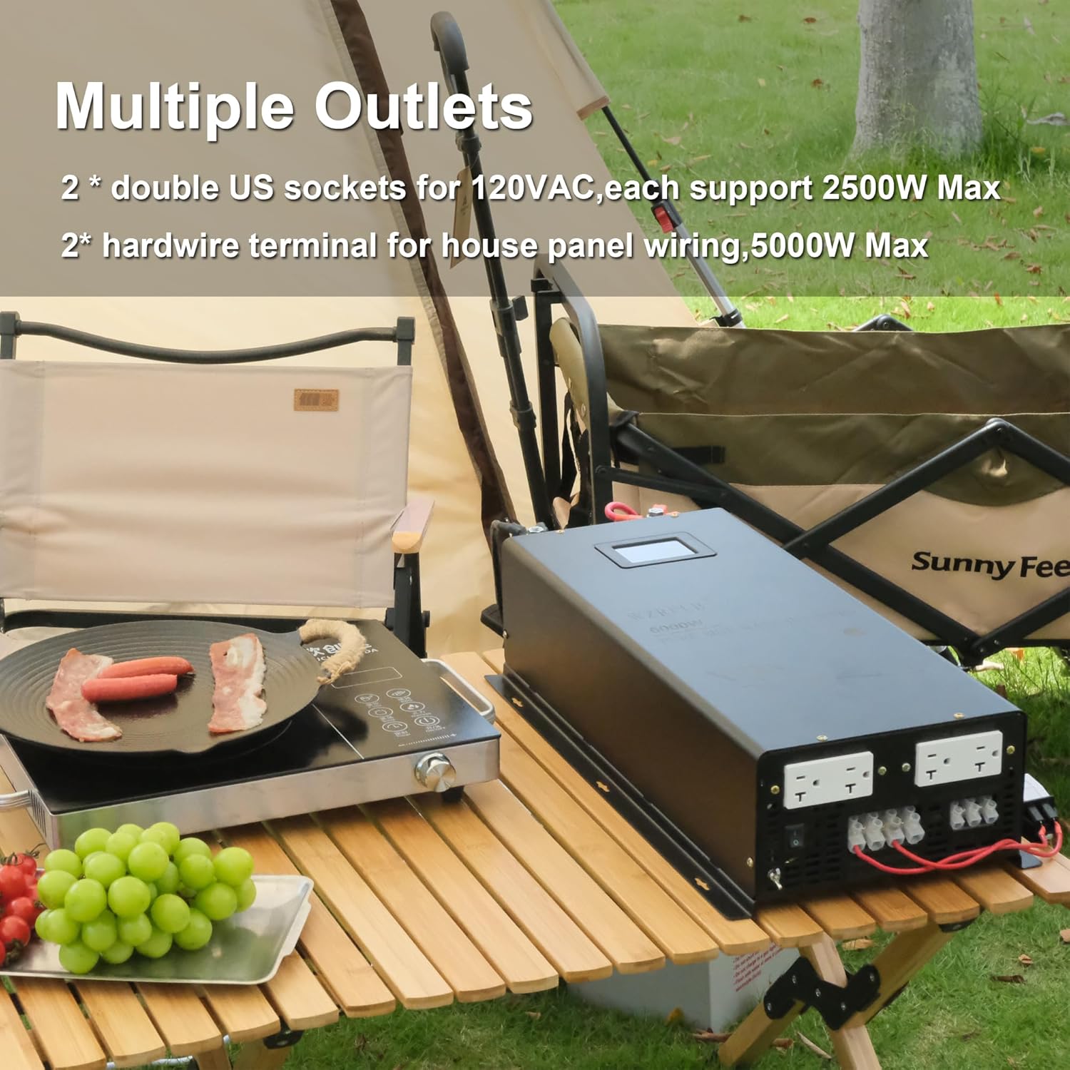 WZRELB 5000W 48V Pure Sine Wave Inverter,48 Volt DC to AC 120V 240V Split Phase Power Inverter,2*AC Hardwire Terminal,10KW Surge,High Efficiency up to 91.6%,Wireless Remote