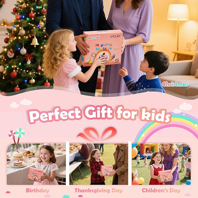 Air Dry Clay Kit - Cake Themed, Modeling Clay for Kids, DIY Model Magic Clay with Sculpting Tools and Tutorials, 12 Boxes Molding Clay, Ultra Light, Soft & Non-Toxic, Arts and Crafts Gift for Kids