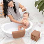 Comfy Cubs Muslin Baby Washcloths 10 Pack - Soft 6-Layer Cotton Wash Cloths for Sensitive Skin - 10"x10" Large, Gentle, Absorbent Infant Essentials for Newborn and Toddlers - Caramel