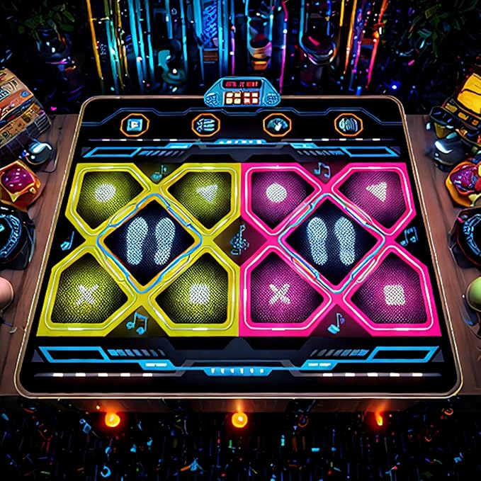 Upgraded 2-Player Kids Dance Mat, Interactive Electronic Dance Pad for Girls &Boys Ages 3-12, Premium Speaker with Built-in Adjustable Volume Music, Ideal Birthday & Holiday Family Dance Game Toy Gift