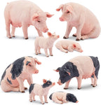 Toymany 8PCS Realistic Pig Figurines Set, Plastic Pig Figures Farm Animals Toys, Birthday Christmas Toy Gift for Kids Toddlers