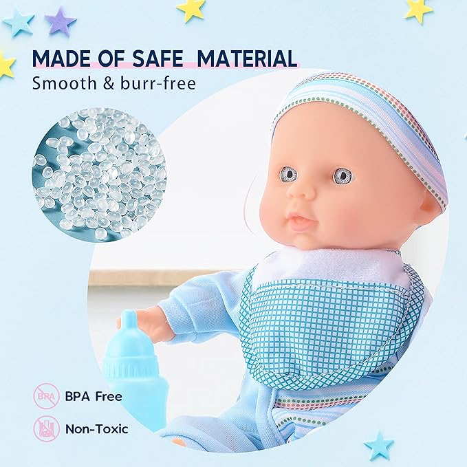 Toy Choi's Baby Doll Twin Baby Dolls 12 inch Soft Body 2 Dolls Playset with Rompers, Hat, Pacifier and Doll Bibs, Gifts for 1 2 3 4 5 Year Old Boys Girls, Toddlers and Kids