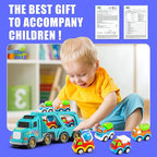 Veslier Toy Trucks Car for 1 2 3 4 5 Year Old Toddlers Boys Girls,Trucks Toys 5 in 1 Construction Vehicles Toys for Kids Boys Girls,Car Trucks Toys with Light Sound,Christmas Birthday Gifts.