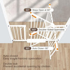 owlie 37.4" Extra Tall Wide Baby Gate for Stairs Doorways,66-75 Inch Extra Large Long Baby Gate with Door Indoor Safety Metal Pressure Mounted Pet Gate with Walk-Thru Auto Close, White