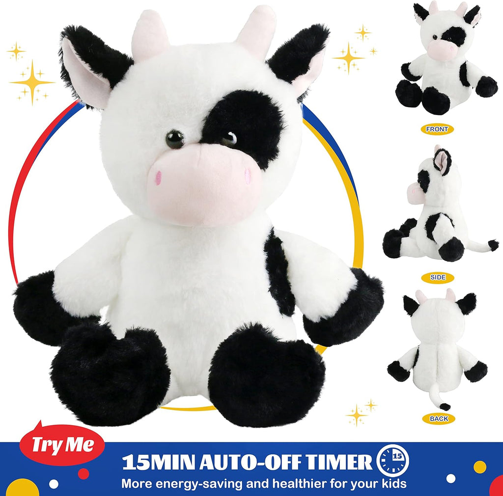 Glow Guards 15'' Light up Music Cow Stuffed Animals Glowing Singing Soft Plush Toy with Lullaby Songs LED Night Lights for Birthday Gifts Toddler Kids Nap Time Pal